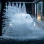 A vehicle goes through a car wash in Marion, IL