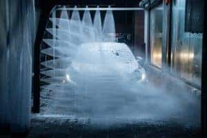 A vehicle goes through a car wash in Marion, IL