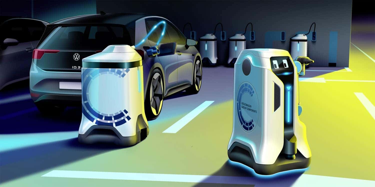 A 2021 Volkswagen ID.4 charges at an electric vehicle charging station