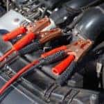 Jumper cables attached to a car battery in Marion, Illinois