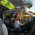 2023 Volkswagen Taos interior seating and panoramic sunroof