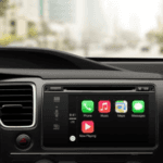 Vehicle interior with Apple Carplay enabled.