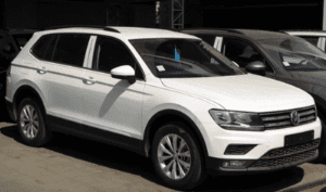 White Volkswagen Tiguan parked on a sunny day in Marion, IL.