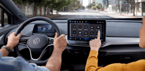 2024 Volkswagen ID.4 interior tech features and dashboard.