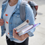 Young woman attending a Southern Illinois college campus.