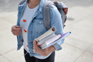 Young woman attending a Southern Illinois college campus.