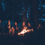 Group of friends camping in Southern Illinois.