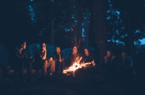 Group of friends camping in Southern Illinois.