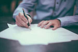 person reviewing paperwork