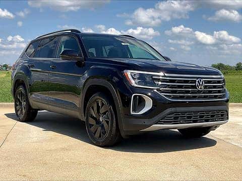 black 2026 VW Atlas SUV parked at the Volkswagen of Marion dealership