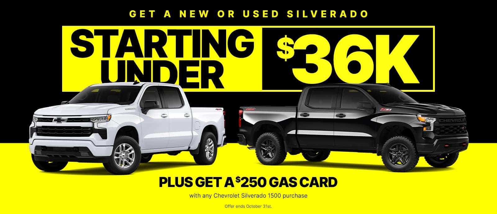 2026 Silverado 1500 Annual Sale Event promotional banner at Walser Polar Chevy featuring gas card bonus