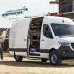 Mercedes-Benz sprinter door open at work site