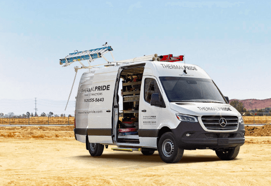 outdoor white sprinter van door open
